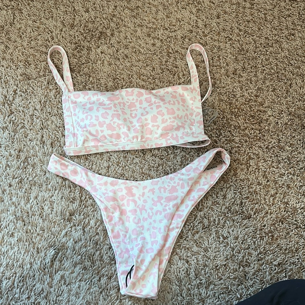 SheIn Bikini Pink and white Cheetah Print